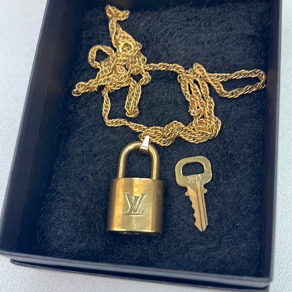 Authentic Louis Vuitton Lock & Key Necklace & Gold Tone Necklace - Picture 11 of 13